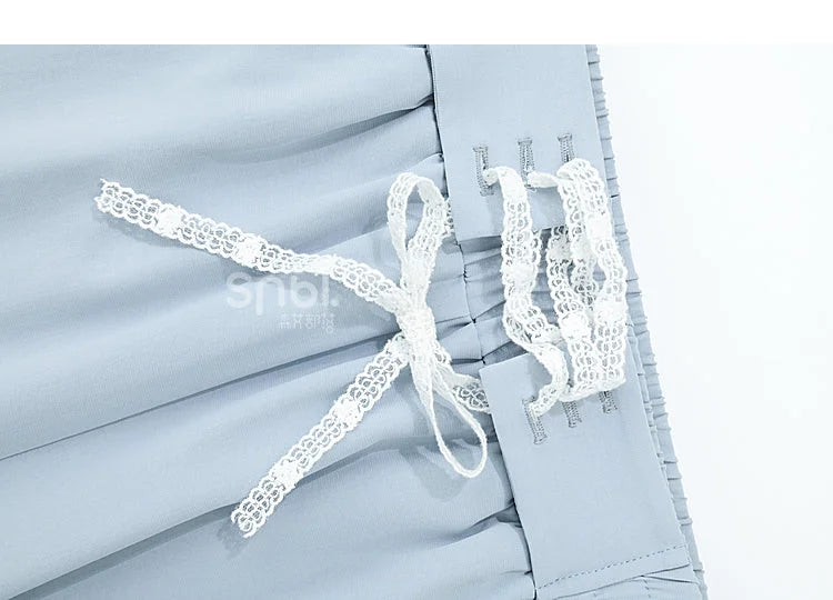 Blue Pink Cute Pastel Spring Lace Pants