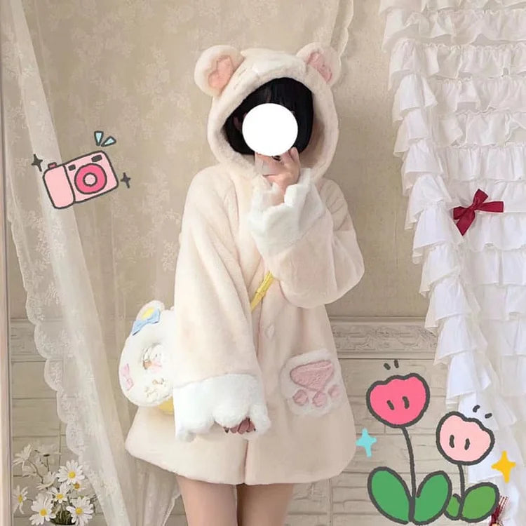 [Fully Payment Reservsation] Kawaii Sleepy Bear Cute Cat Winter Lolita Coat