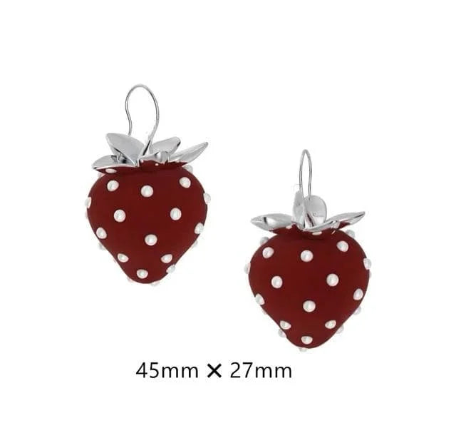 Crystal Pearl Transparent Strawberry Earrings