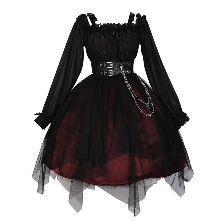 Gothic Black/Wine Lolita Dress