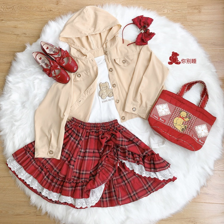 Sweet Triple Layered Flounce Plaid Skirt