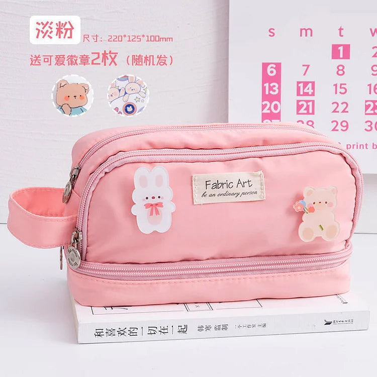 Cute Waterproof Canvas Pencil Cases Makeup Bag