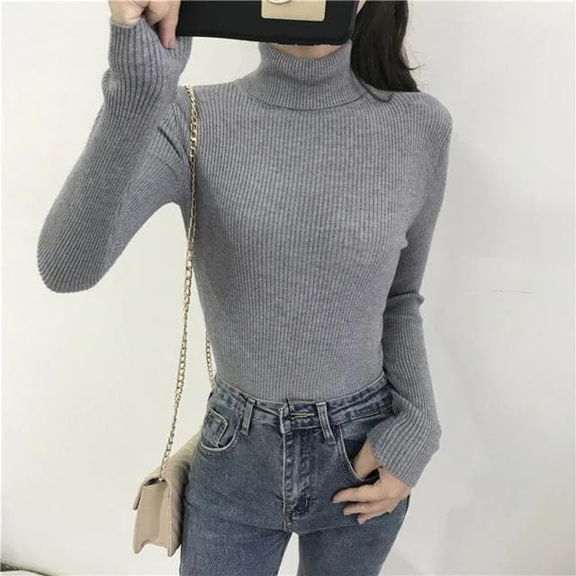 Knitted Ribbed Long Sleeve Pullover Sweater