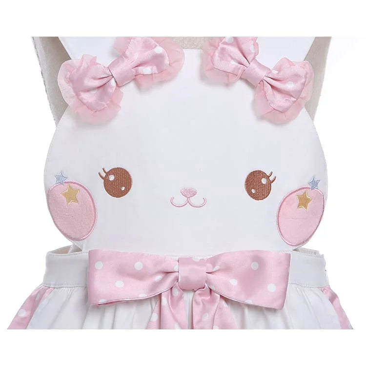 Kawaii Sweet Fashion Cartoon White Bunny Overalls Shorts