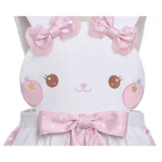 Kawaii Sweet Fashion Cartoon White Bunny Overalls Shorts