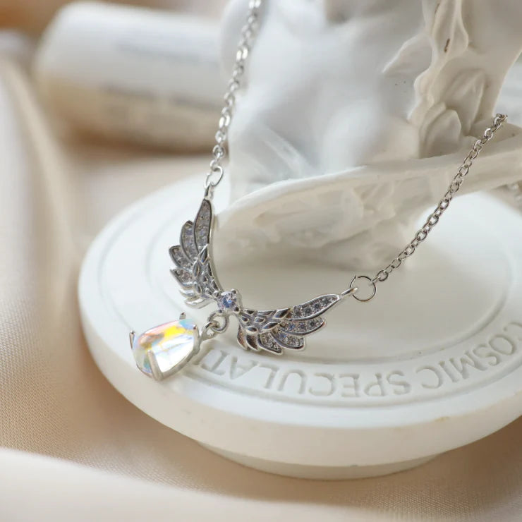 Fairy Angel Wings Moonstone Necklace