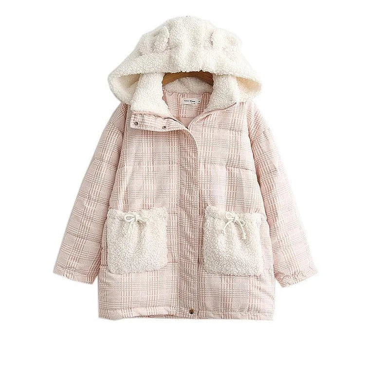 Bear Ears Pink Cute Cotton Coat