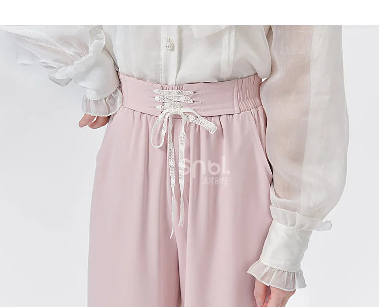 Blue Pink Cute Pastel Spring Lace Pants