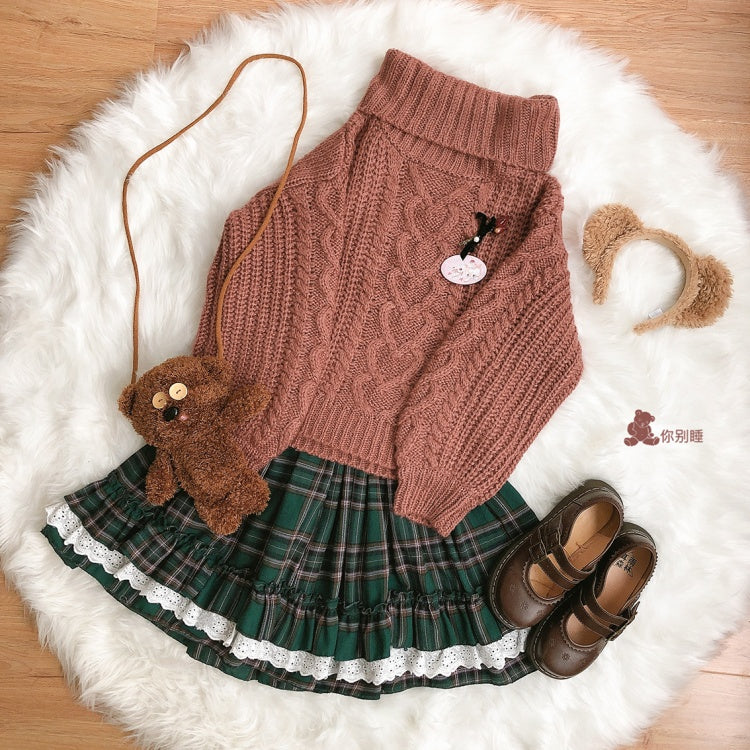 Sweet Triple Layered Flounce Plaid Skirt