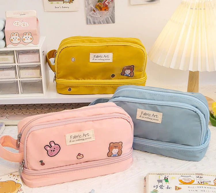 Cute Waterproof Canvas Pencil Cases Makeup Bag