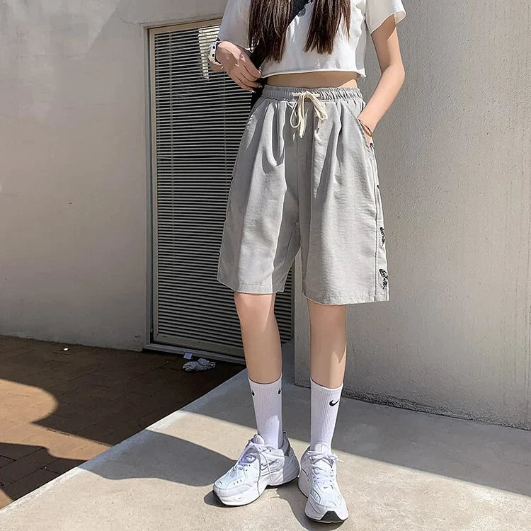 Korean Fashion Butterfly Gray/Black Shorts