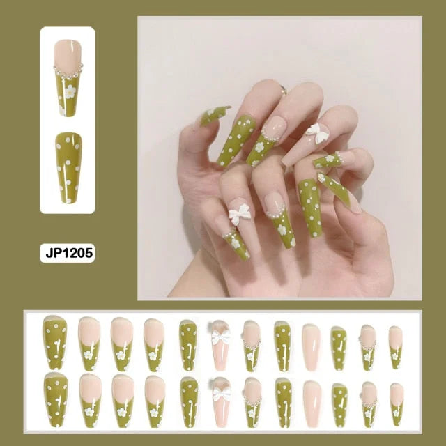 24pcs/box Kawaii Butterfly Lovely Wearable Press On Fake Nails