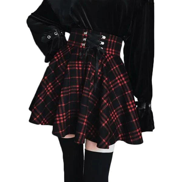 Red Plaid Skirt (Up To 4XL)