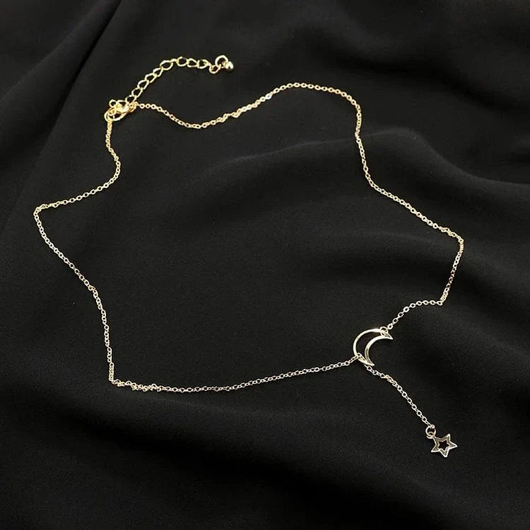 [Clearance] Gold Star Moon Chains Necklace