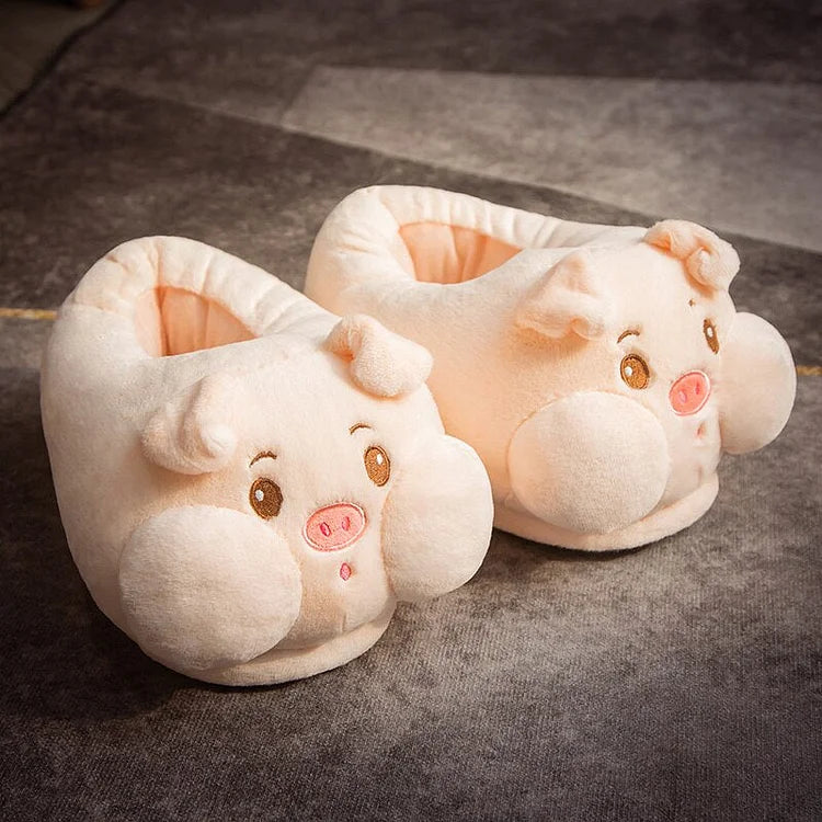 Kawaii Hamster Plush Pig Shark Slippers Stuffed Animal Dolls Room Indoor Winter Floor Shoes