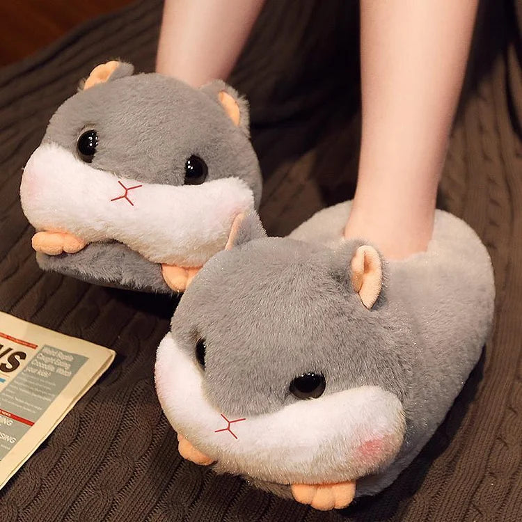 Kawaii Hamster Plush Slippers