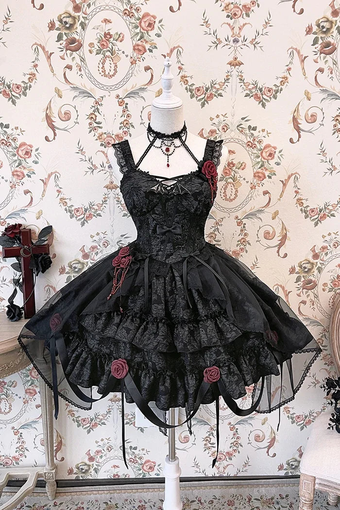 Gothic Blooding Rose JSK Dress Full Set