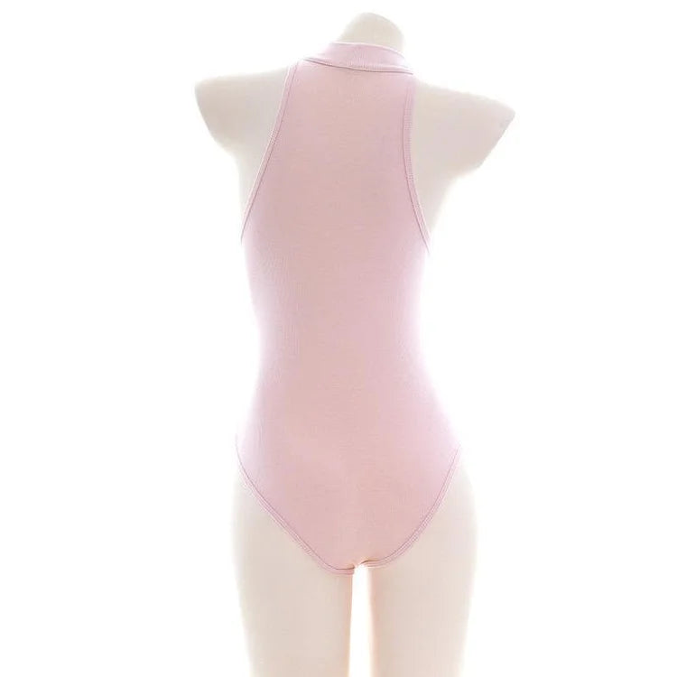 Pink High Collar Sukumizu Pajamas Sleeveless Private Underwear