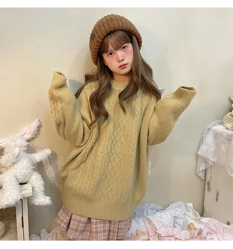 5 Colors Round Neckline Long Sleeves Sweater