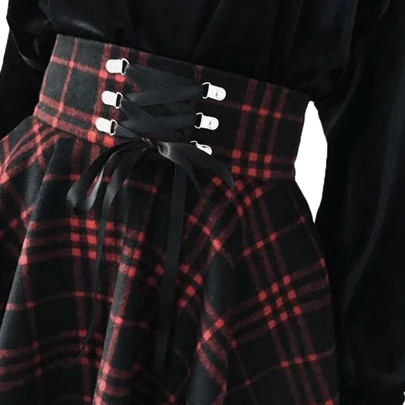 Red Plaid Skirt (Up To 4XL)