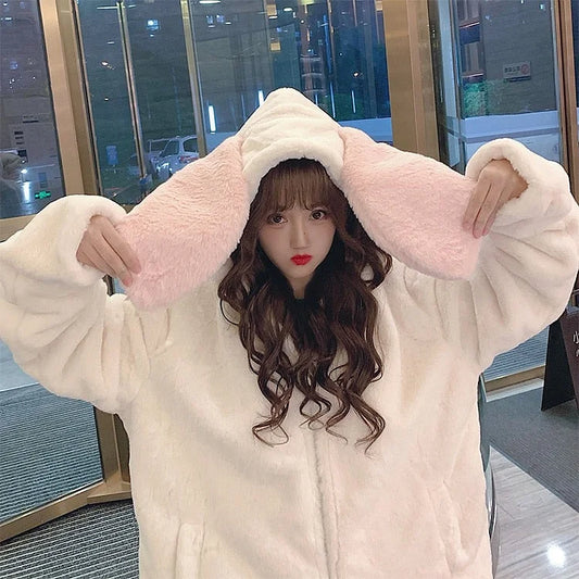 Kawaii Fashion Bunny Ears Hoodie Warm Sweater