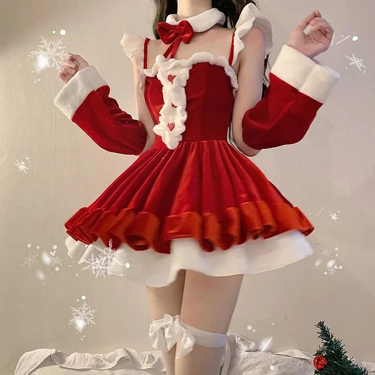 Red/Pink Kawaii Christmas Dress Set