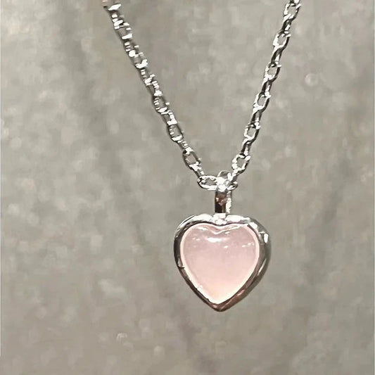 Pinky Ocean Ruby Heart Necklace