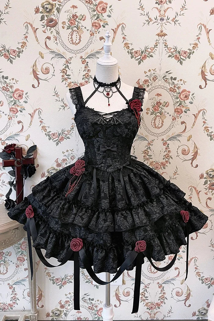 Gothic Blooding Rose JSK Dress Full Set