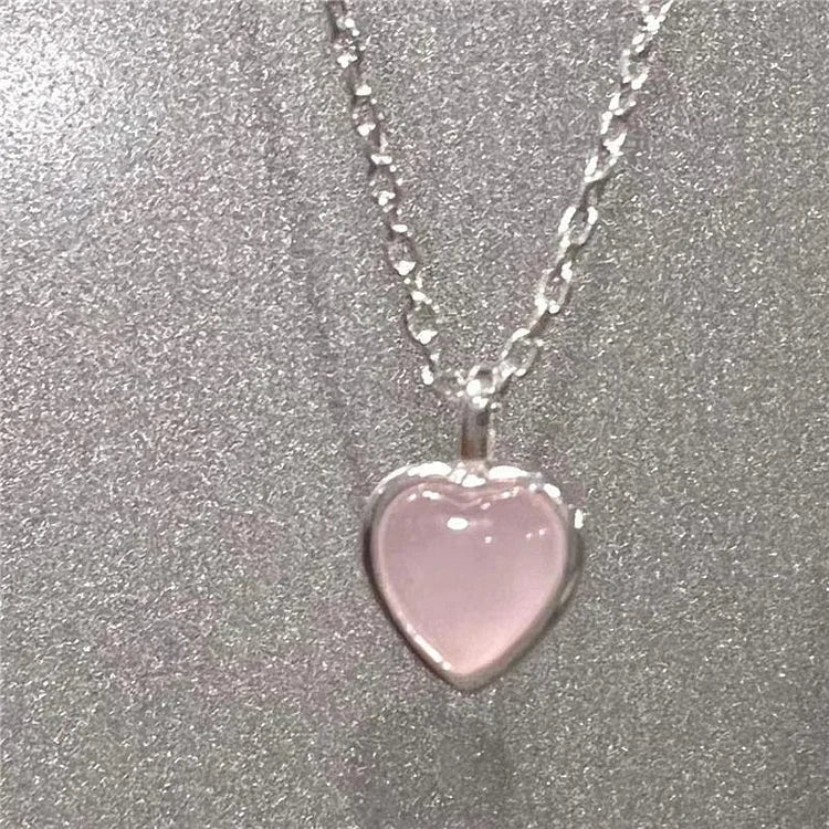 Pinky Ocean Ruby Heart Necklace