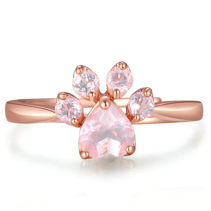 925 Sterling Silver Rose Gold Cat Paw Ring