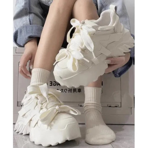 Sweet Stylish Chic White Bow Sneakers