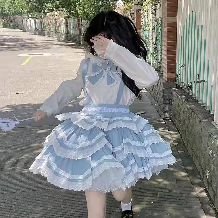 Sweet Cute Removable Strap Three-Part Lolita Cosplay Skirt