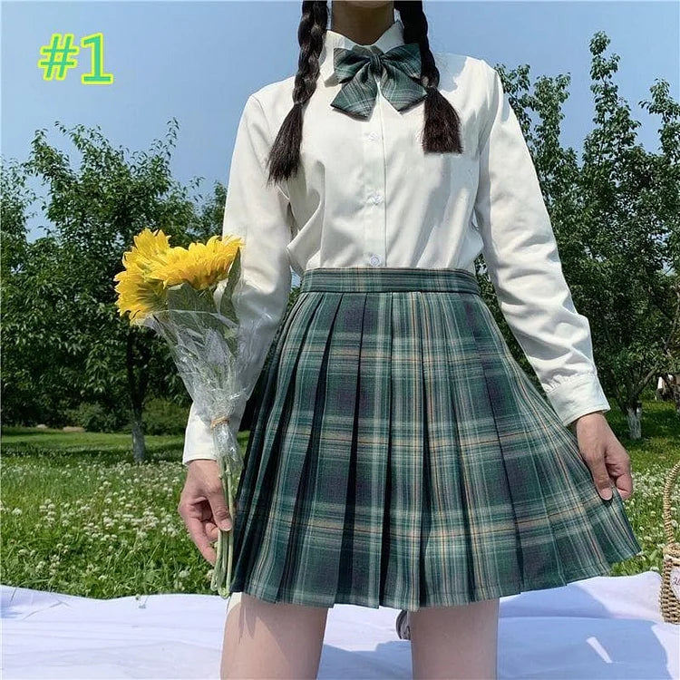 Preppy Style Plaid Skirt JK Uniform Suit