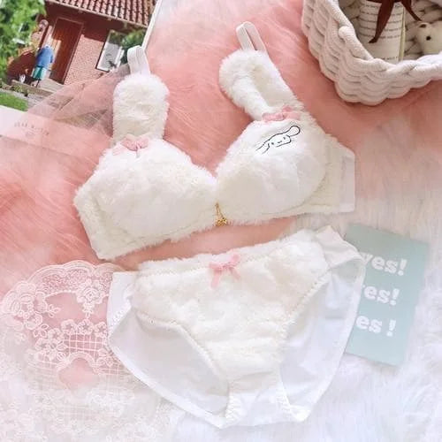 Lolita Kawaii Heart Rabbit Sweet Bra and Panty Set