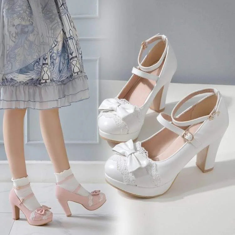 Pink/Beige/White Kawaii Fashion Lolita Sof High Heels Shoes