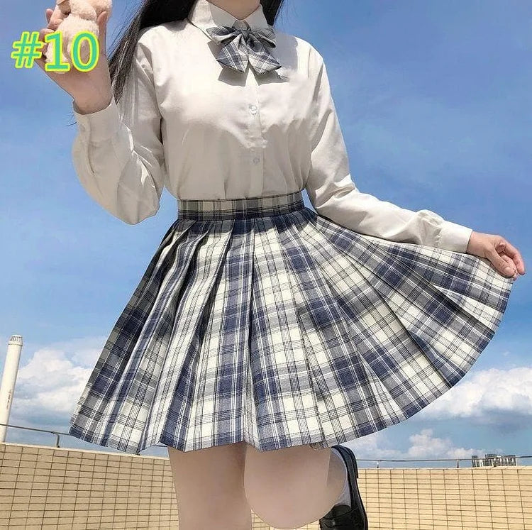 Preppy Style Plaid Skirt JK Uniform Suit