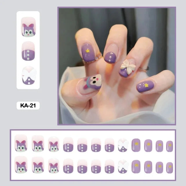 24pcs/box Kawaii Butterfly Lovely Wearable Press On Fake Nails