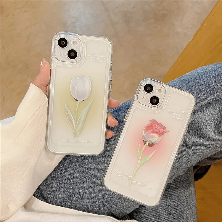 Sweet Rose Flower Phone Case Cover for iphone 14 13 Pro Max 12 11 XR XSMax Clear Shockproof Protective Cases