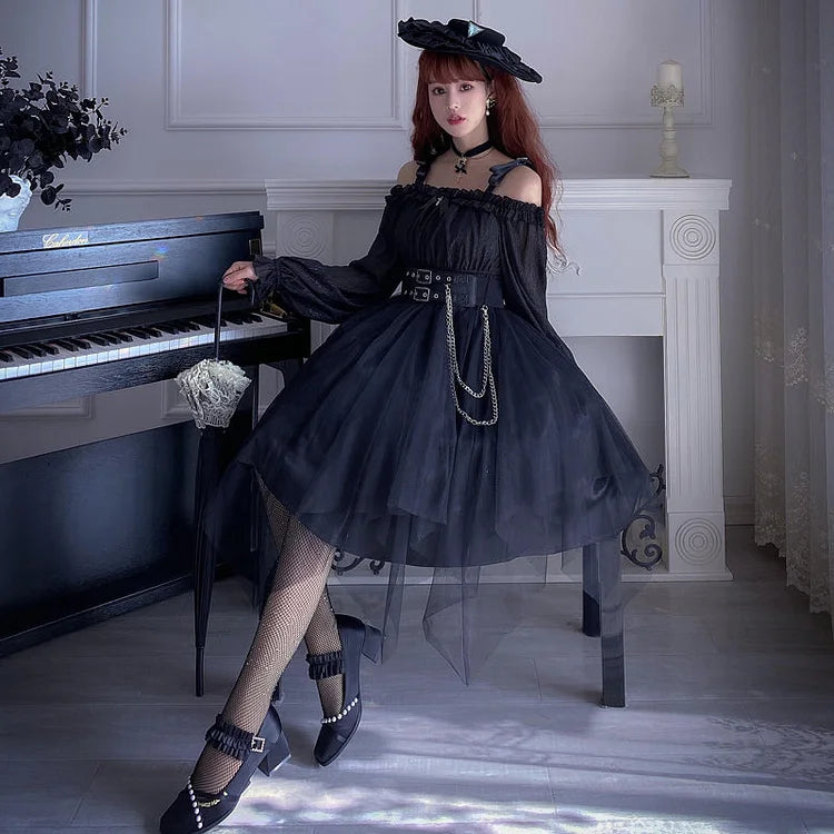 Gothic Black/Wine Lolita Dress