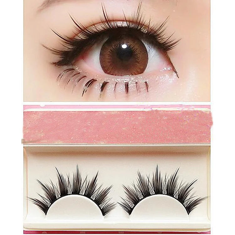 1 Pair Natural Long Cosplay Makeup Cross Strip Black Eye Lashes