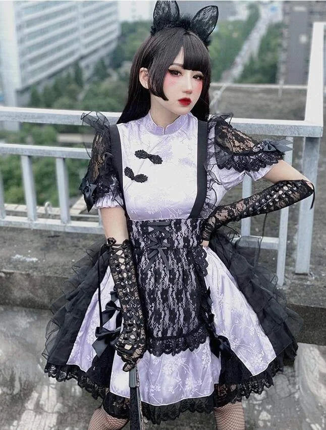 Gothic Fashion Lilac Colour Cheongsam Lolita Dress