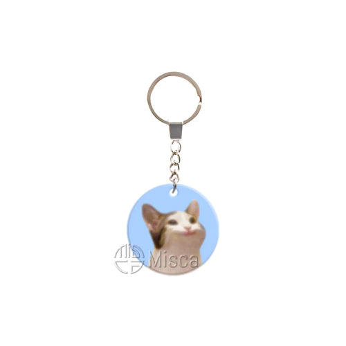 Funny Cat Kitty Mouth Open Keychain