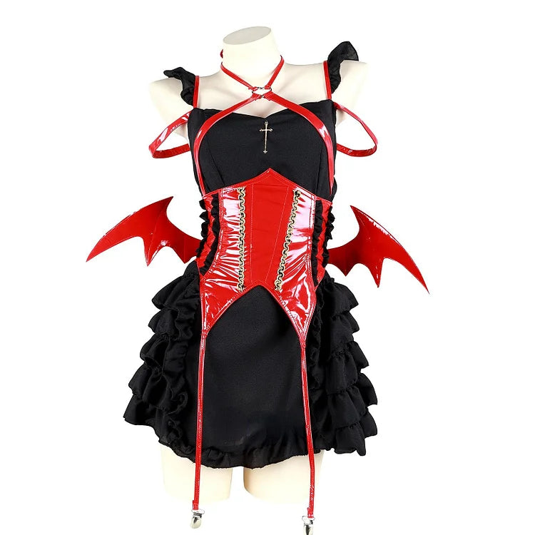 Cute Devil Wings Black Pink Dress