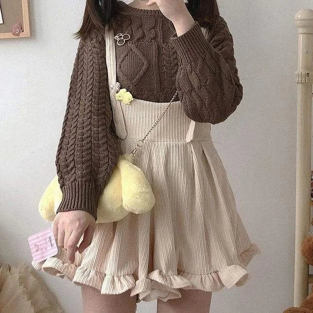 Popular Corduroy Ruffles Kawaii Leisure Rompers