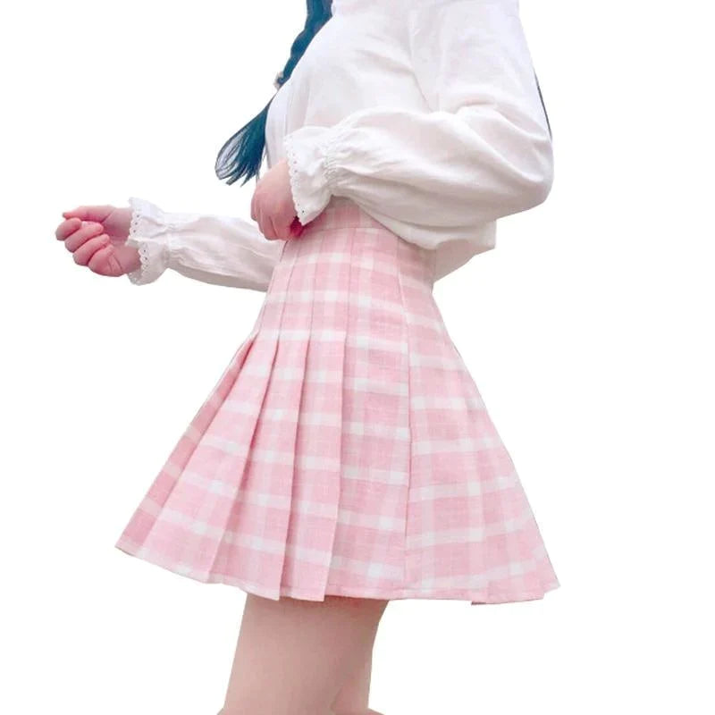 Pink Plaid School Girl Skirt