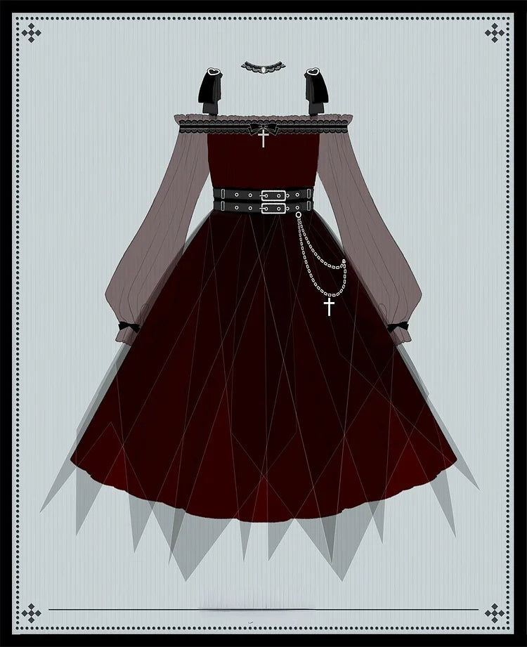 Gothic Black/Wine Lolita Dress