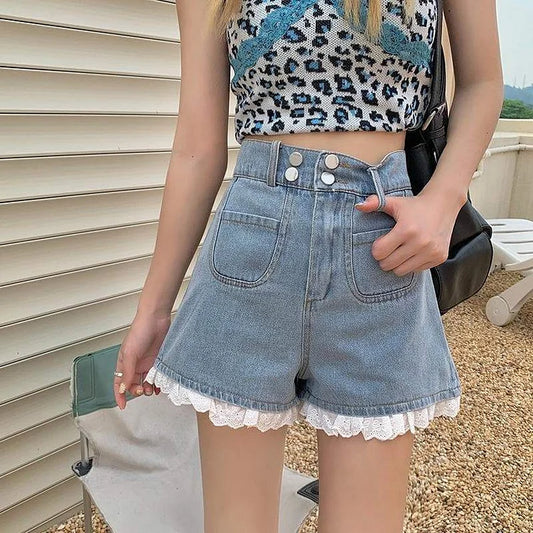 Cute Lace Denim Shorts