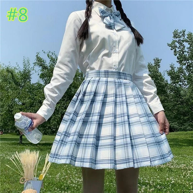 Preppy Style Plaid Skirt JK Uniform Suit