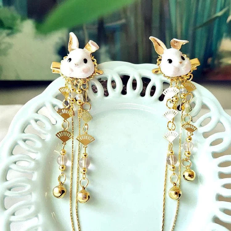 Fox Rabbit Hairpin Tassels Hair Clip