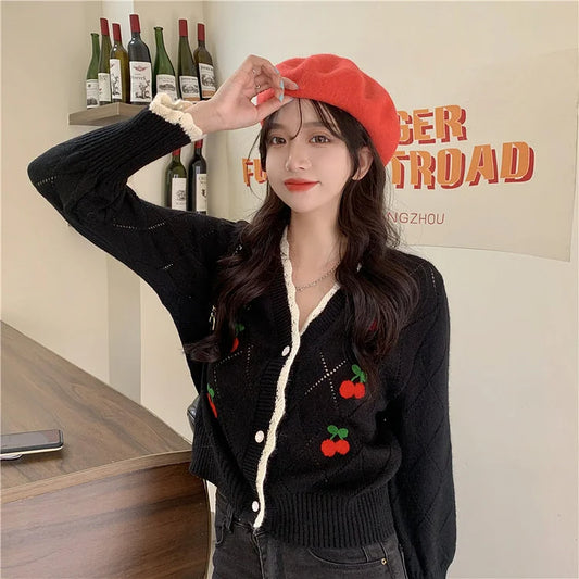 Kawaii Cherry Lovely Women Cardigan - Pink